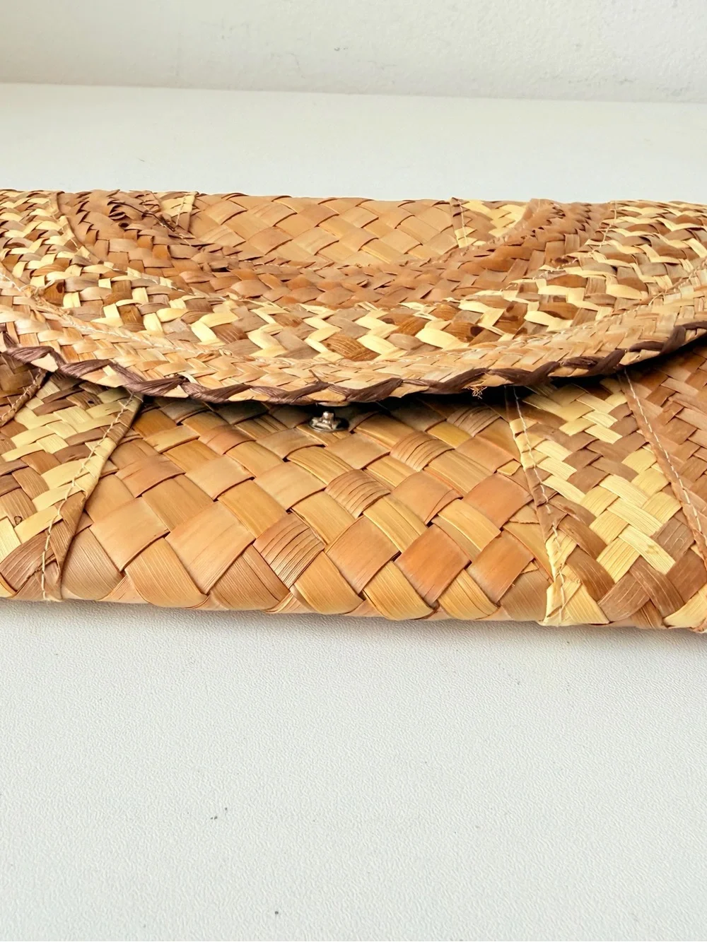 Woven Straw Clutch Bag - Natural Brown